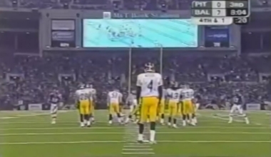 Very Random Steelers Play of the Day: Josh Miller completes an 81-yard pass to safety Chris Hope for a touchdown on a fake punt vs the Ravens (December 29, 2003)