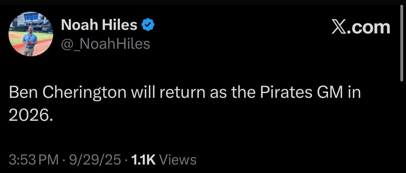 Cherington confirmed back for 2026 (Hiles)