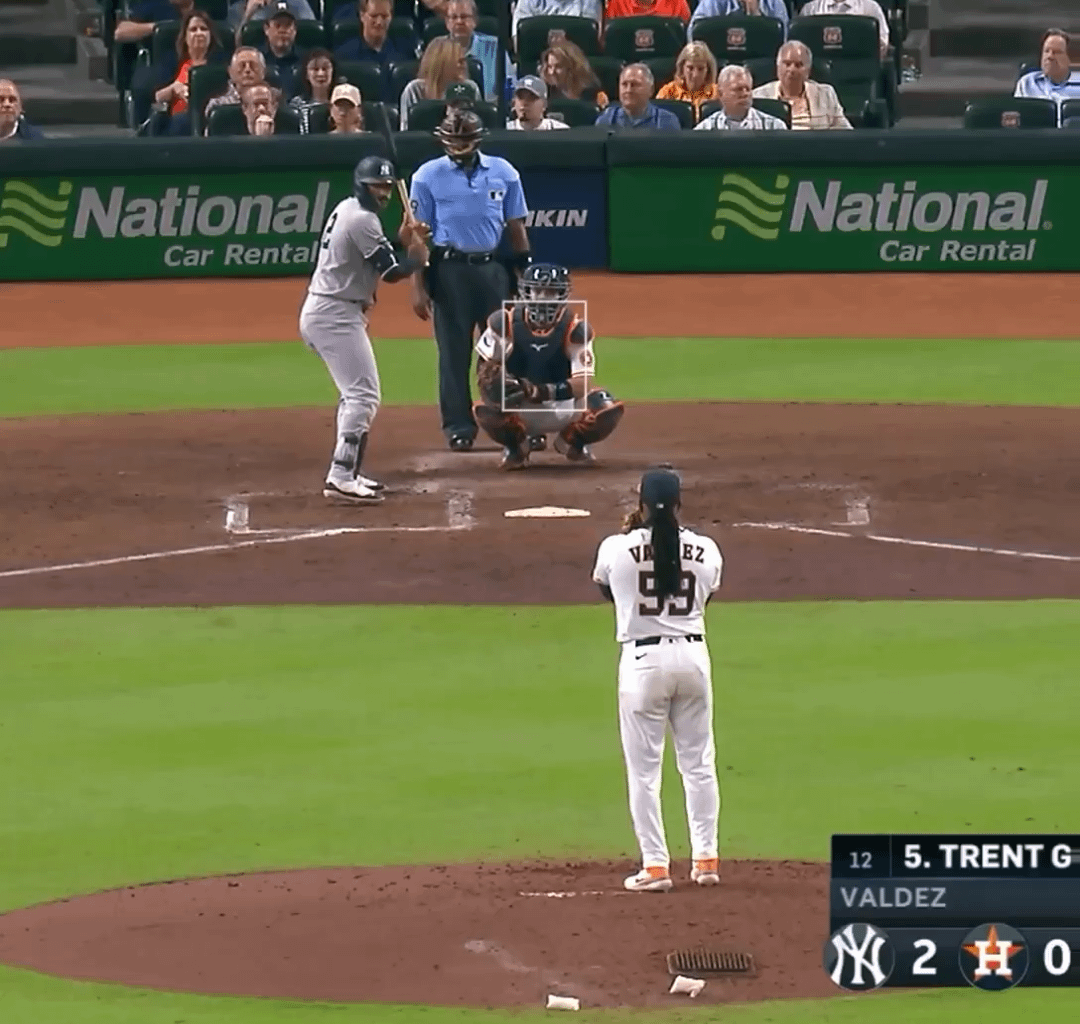 [Jomboy] There’s speculation that Astros pitcher Framber Valdez purposely crossed up his catcher Cesar Salazar and hit him with this pitch after Salazar told him to step off before allowing a grand slam