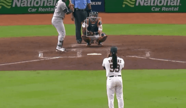 [Jomboy] There’s speculation that Astros pitcher Framber Valdez purposely crossed up his catcher Cesar Salazar and hit him with this pitch after Salazar told him to step off before allowing a grand slam