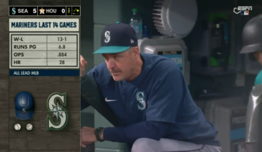 Cal Raleigh dumps home run number 58 to make it 7-0 against the Astros in the 2nd inning