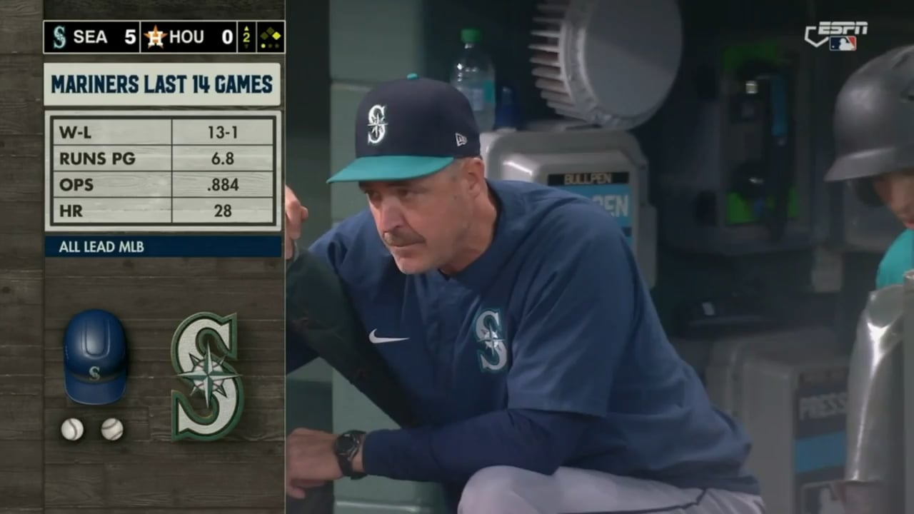 Cal Raleigh dumps home run number 58 to make it 7-0 against the Astros in the 2nd inning