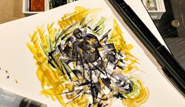 Paul Skenes abstract watercolor doodle I made at last night's ballgame