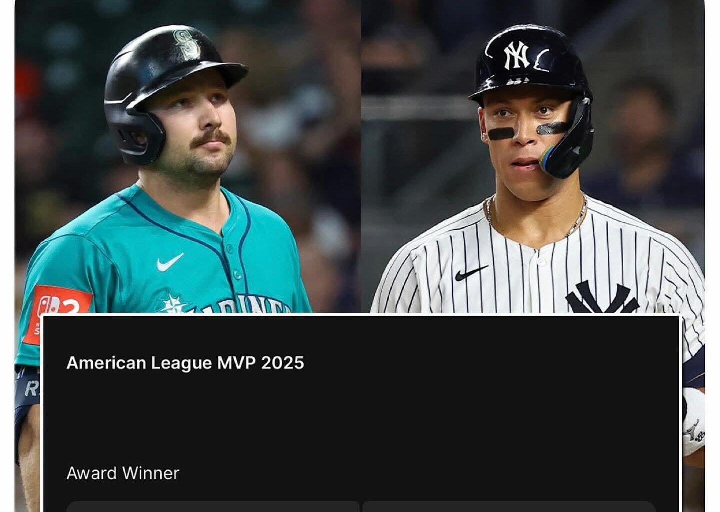 According to the new betting odds, Aaron Judge and Cal Raleigh are tied for a chance at MVP