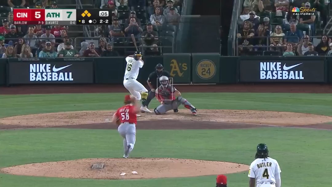 Nick Kurtz hits the longest HR in MLB this season, a 493 foot grand slam, to make that now 31 HR's for the rookie