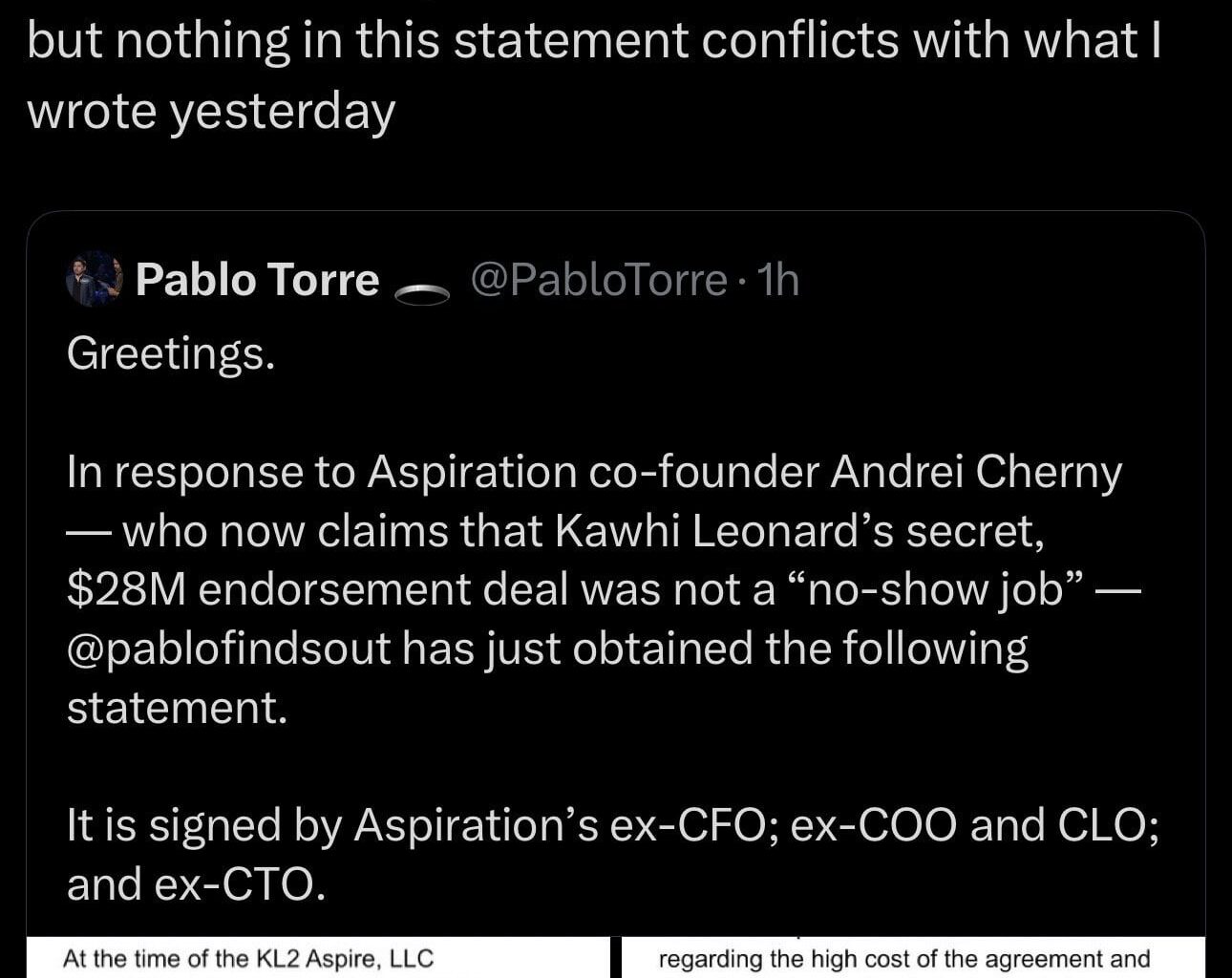 Andrei Cherny responds to Pablo Torre’s latest post: “I suspect that social media is not the best place to hash this all out and don't remember an "Aspiration Investment Committee" but nothing in this statement conflicts with what I wrote yesterday.”