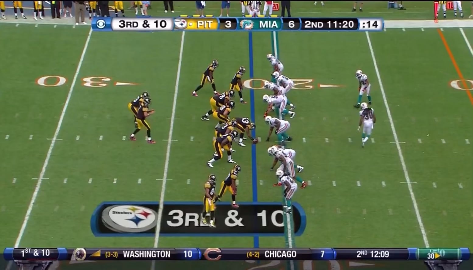 Very Random Steelers Play of the Day: Hines Ward breaks multiple tackles and finds the end zone vs the Dolphins (October 24, 2010)