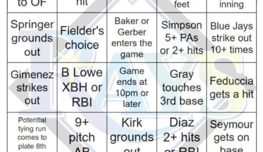 Rays vs Blue Jays Bingo, 9/16/2025