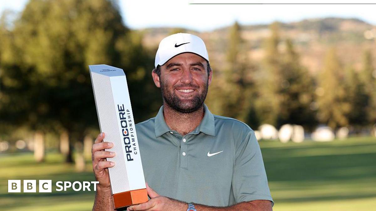 Scottie Scheffler celebrates winning the US PGA Tour Procore Championship