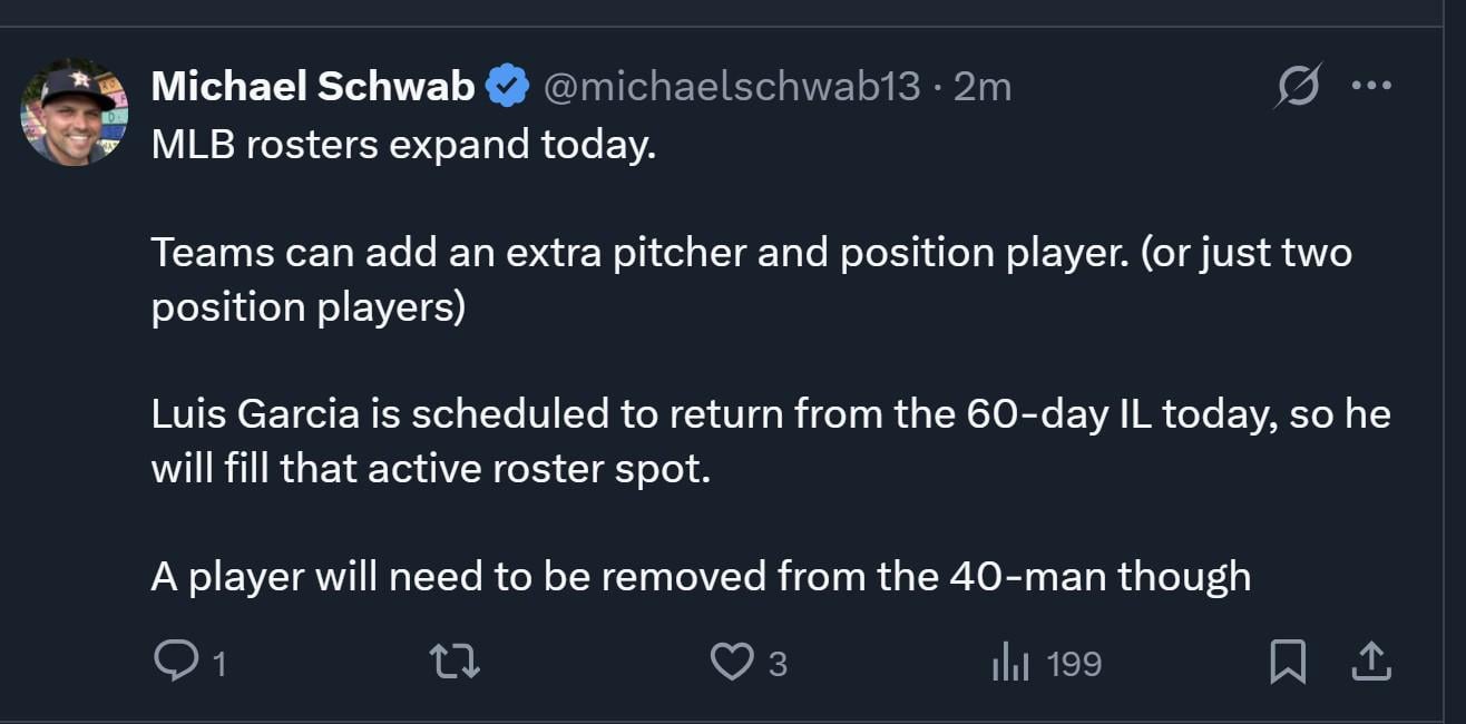 MLB rosters expand today    Sept 1