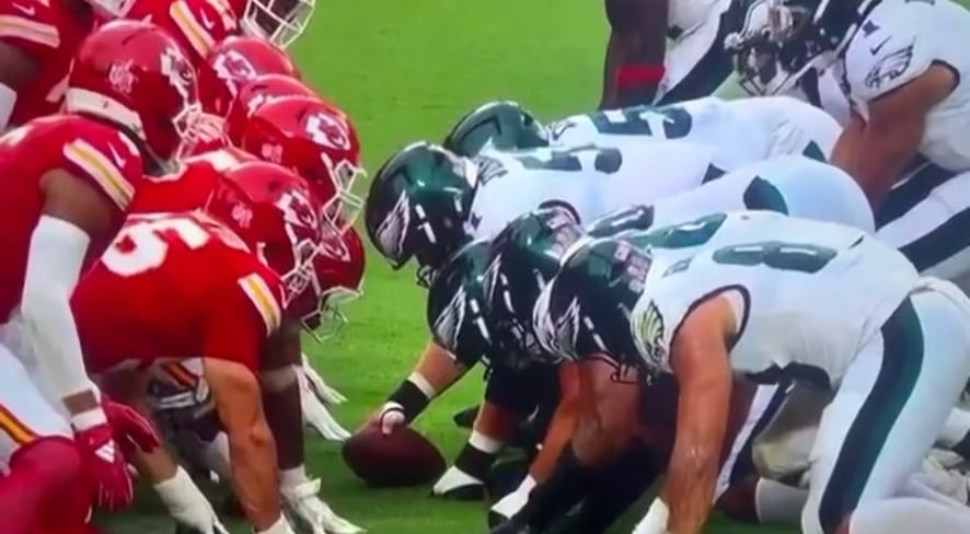 Eagles linemen false start on tush push goes uncalled
