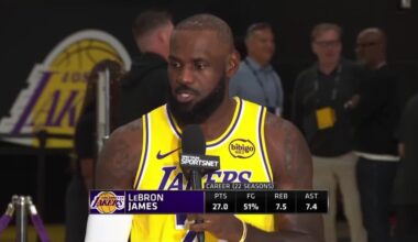 LeBron on what keeps him coming back for more: "A full season with Luka." ... "Everybody knows how I feel about AR. AR is my guy, Rui's my guy, Vando, Jax..."