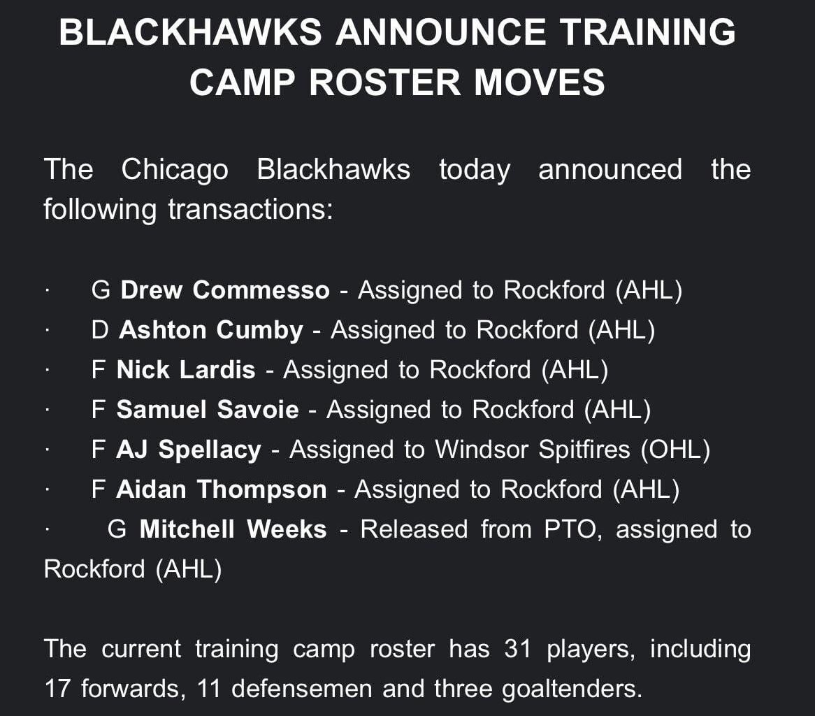 Blackhawks announce more roster cuts