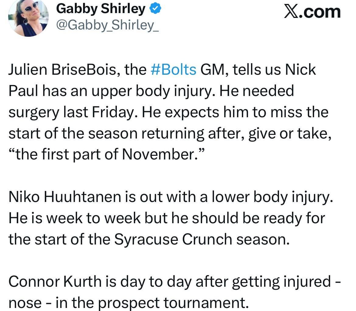 Nick Paul out until November