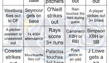 Rays vs Orioles Bingo, 9/24/2025