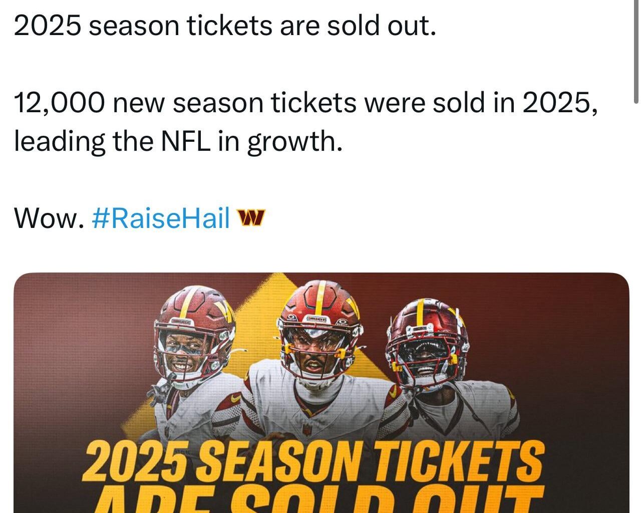 2025 Season Tickets Sold Out