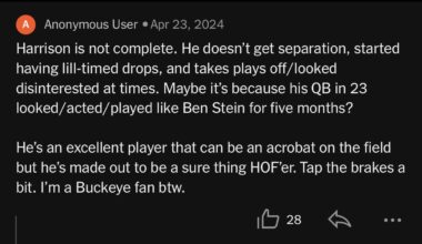 An interesting comment about Marvin Harrison Jr. from 2 days before the 2024 NFL Draft