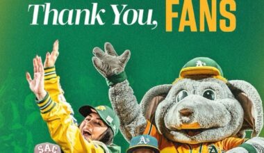 Thank you fans…from the woman in the OAK hat