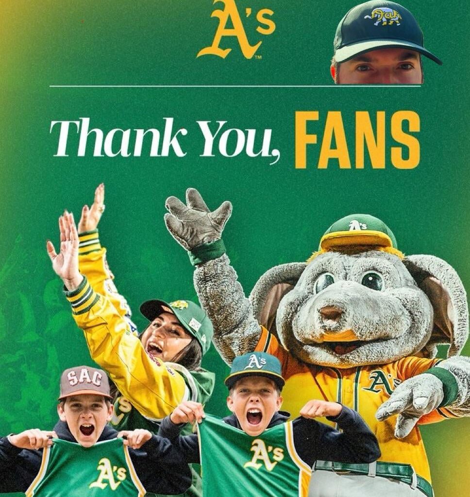 Thank you fans…from the woman in the OAK hat