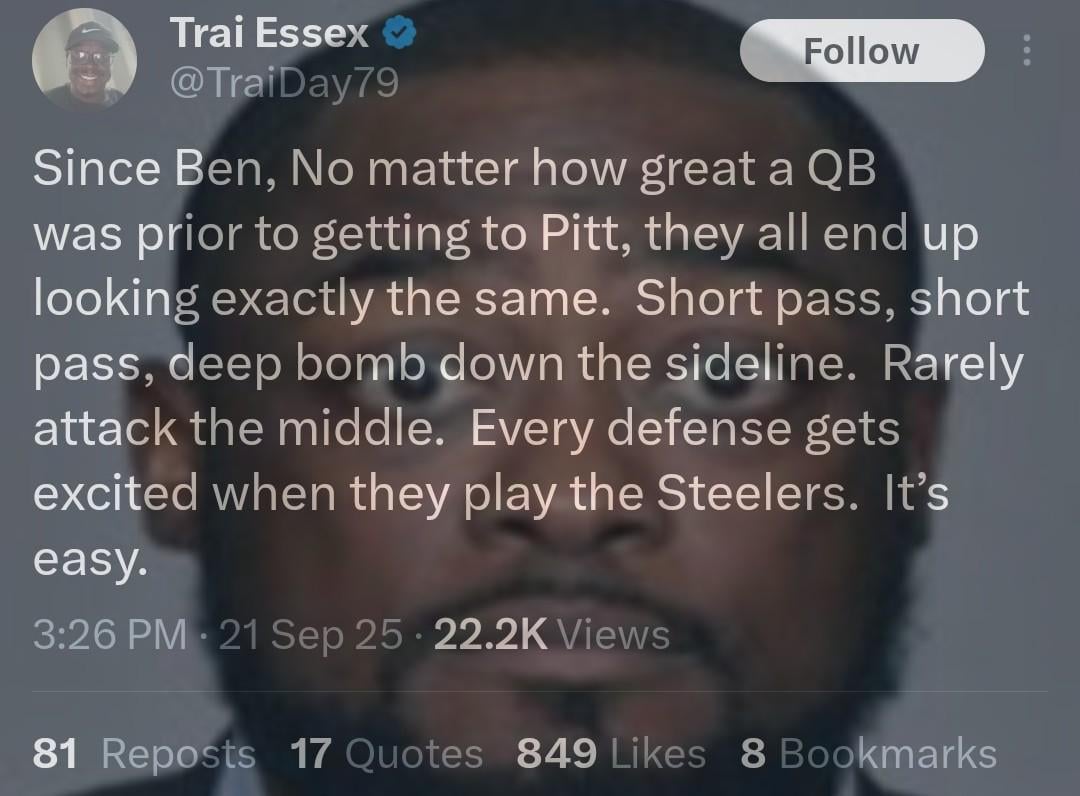 Post-Ben Era: two OCs, 6 QBs, one constant... asking for any change other than Tomlin at this point is a futile effort.