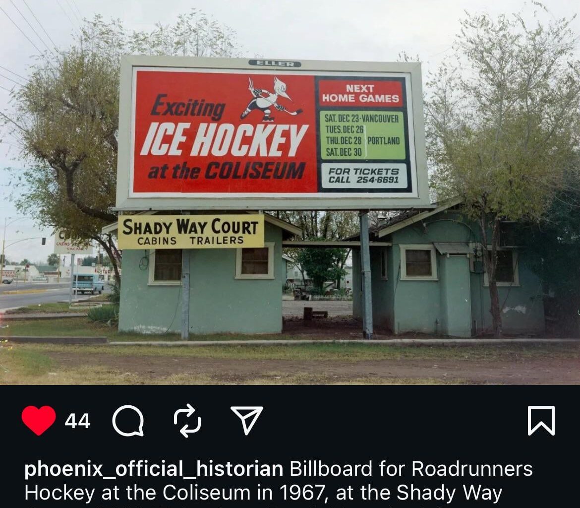 1967 Billboard for the Phoenix Roadrunners [Phoenix Official Historian on insta]