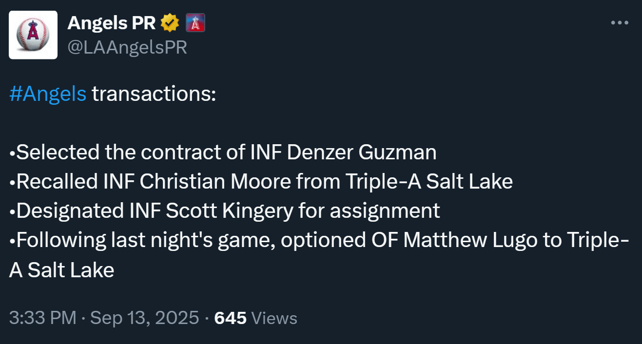 Guess it's Kingery getting the DFA and Moore is coming up