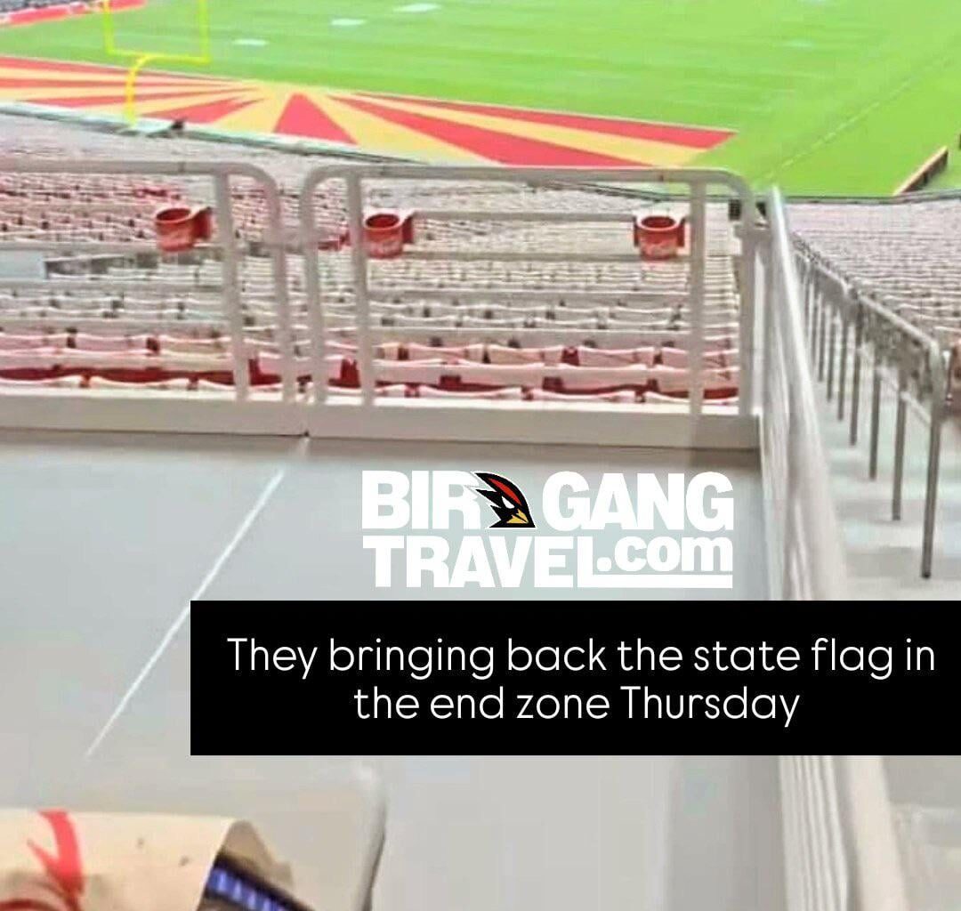 “Leaked” photo of our field for tomorrow. Arizona flag making comeback in the endzone.