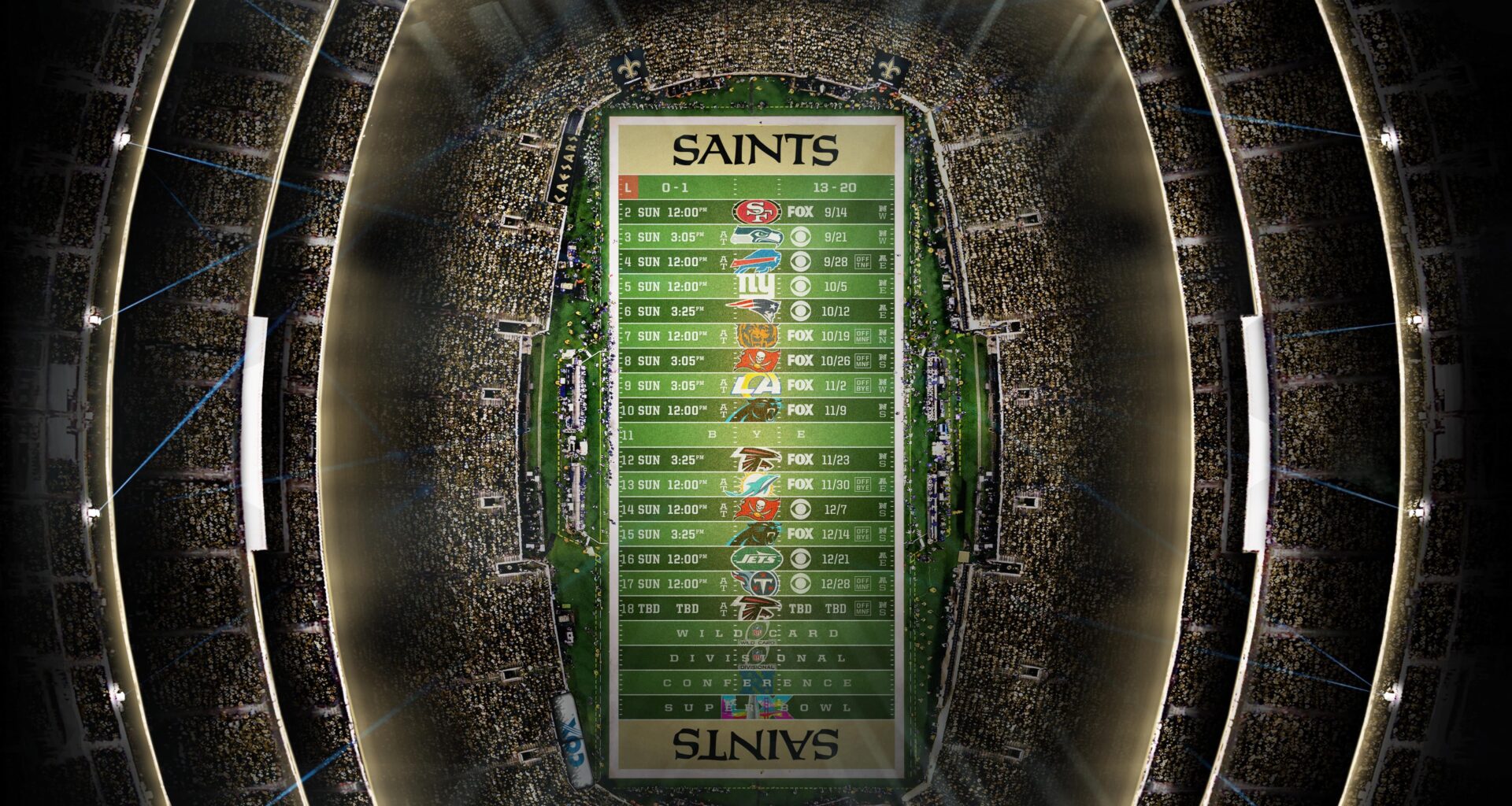 2025 - Stadium Schedule - Wk 1 - Saints (0-1)