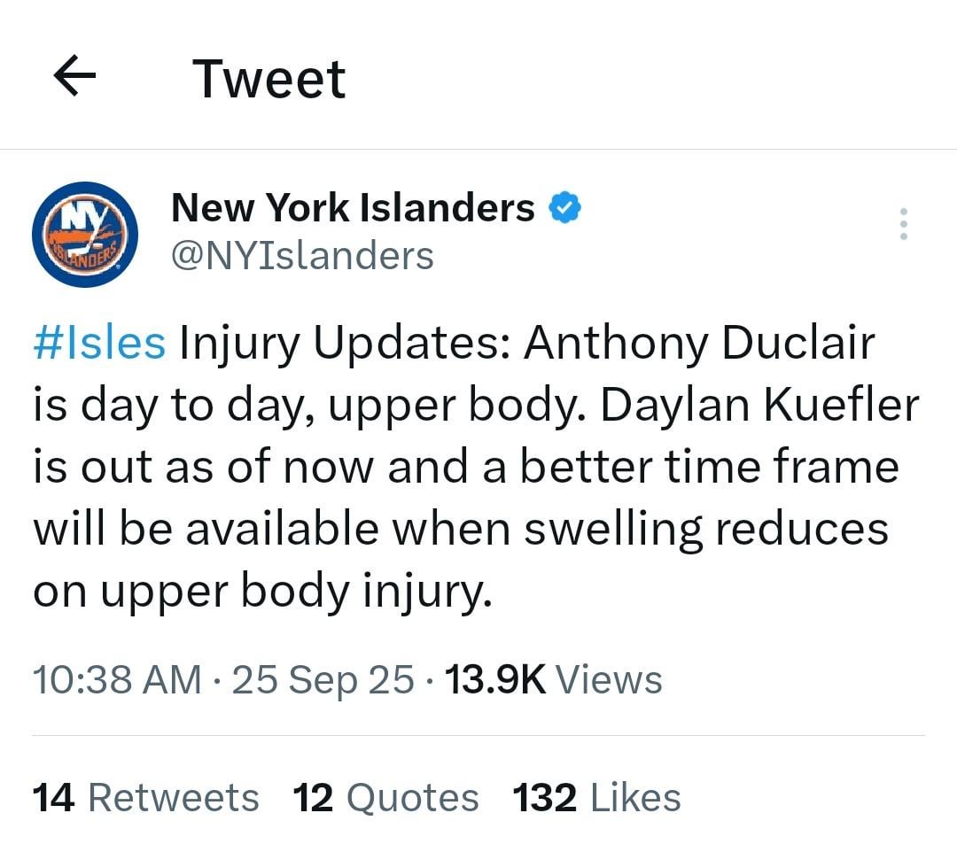Islanders injury updates