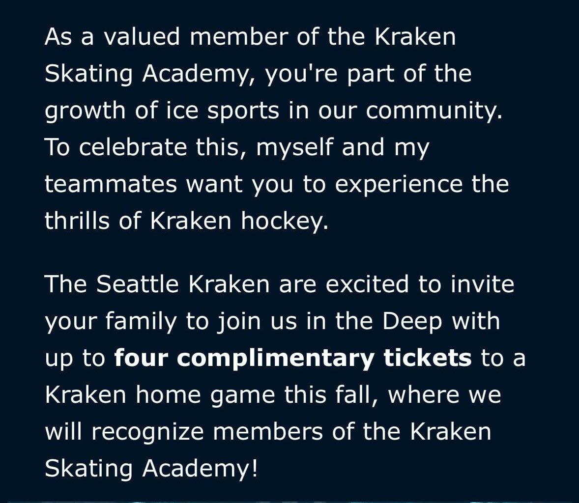 Free Kraken tix for KSA skaters!