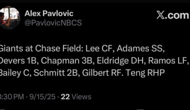 A look at our first lineup featuring Bryce Eldridge. He’ll be batting 5th in his MLB debut