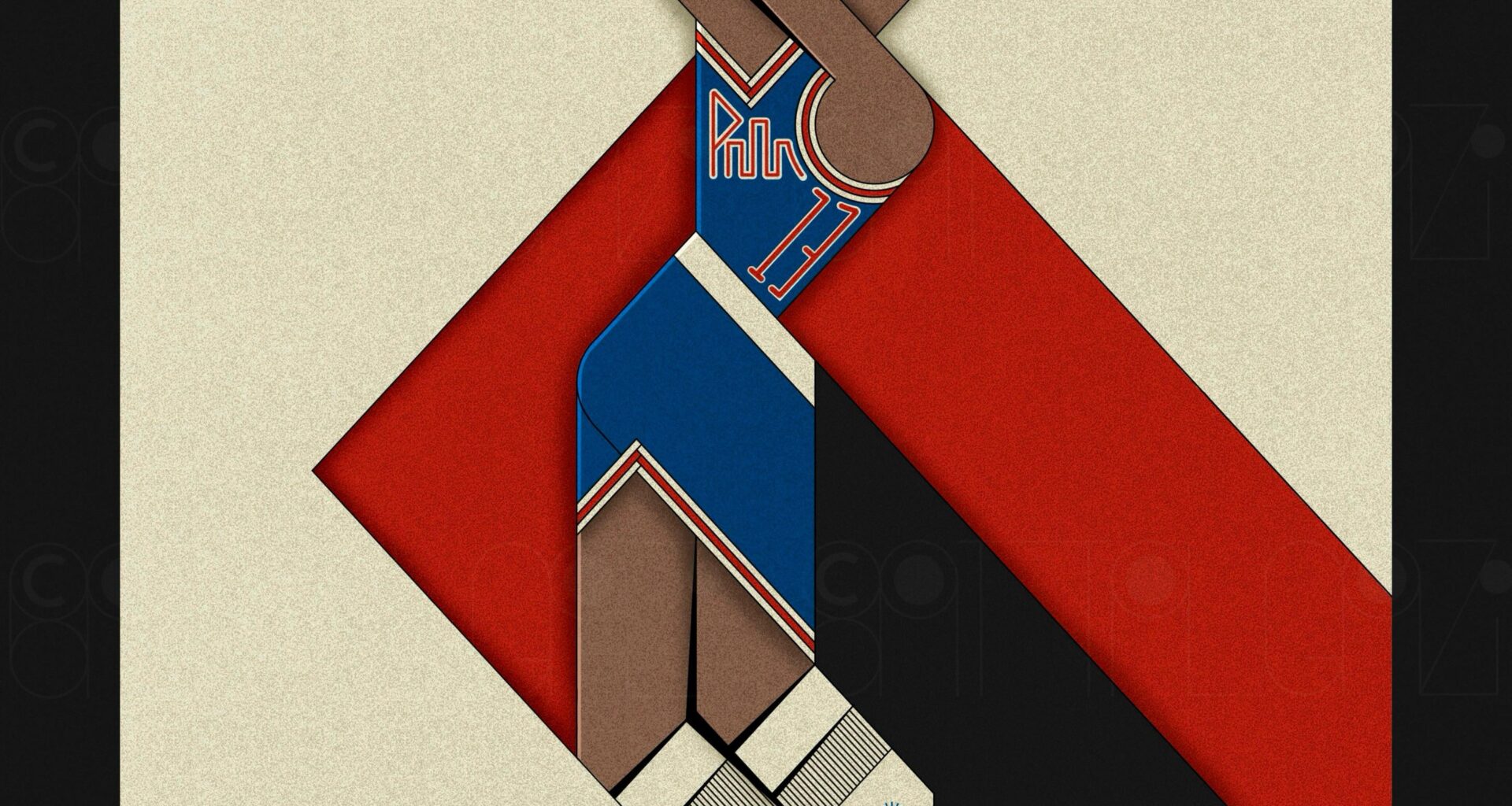 This is a piece I did on Wilt Chamberlain. Actually I did this a few years ago but forgot about it and never shared it. The style is a bit Bauhaus with an early 20th century aesthetic. I’d love to hear your constructive criticism so feel free to tell me if you love it or hate it!