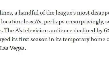 A’s see largest decline in local viewership in MLB
