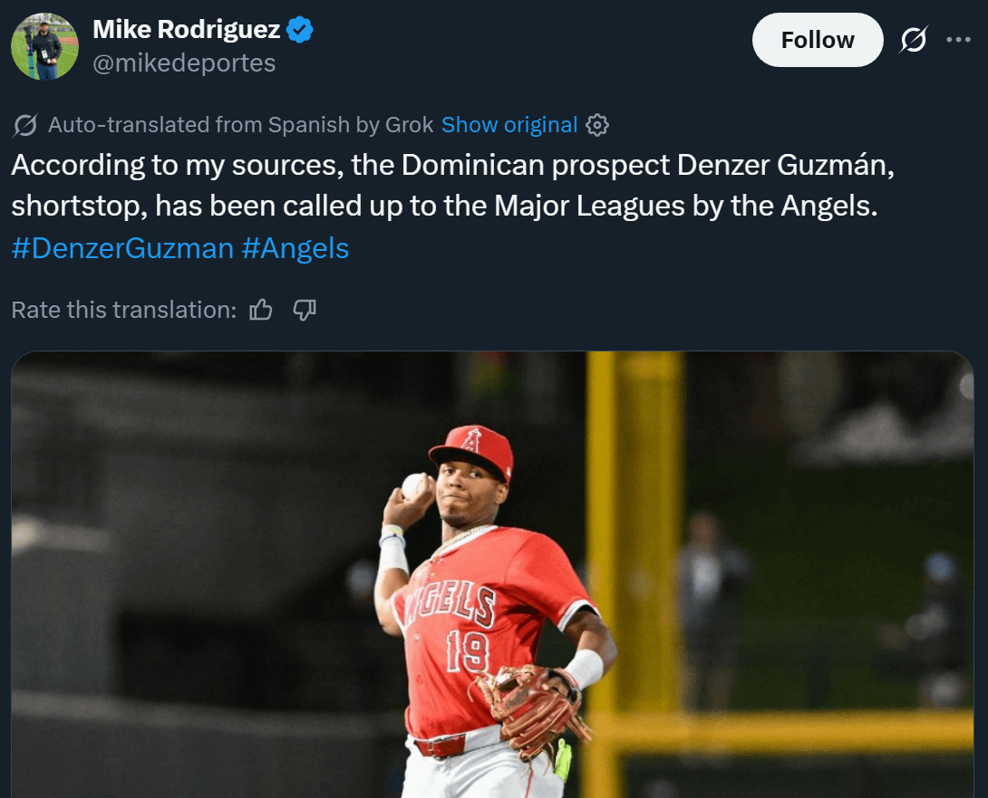 Looks like we're calling up Guzman??