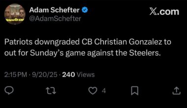 Gonzo is OUT tomorrow vs the Steelers