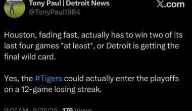 Yes, the Tigers could actually enter the playoffs on a 12-game losing streak.