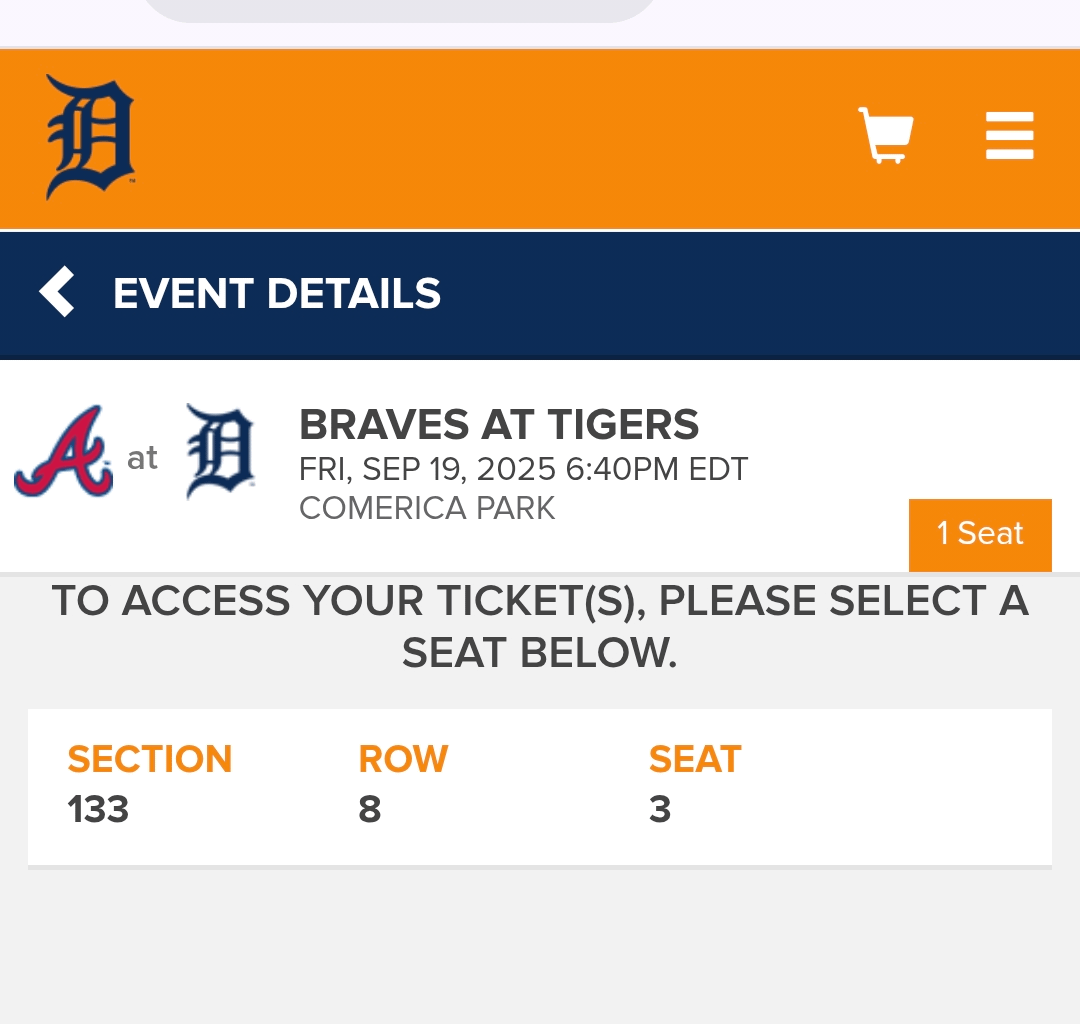 Is it your birthday next Friday? Would you like to see the Tigers play the Braves from an amazing seat?