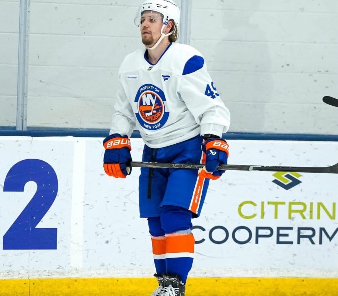 Max Shabanov at training camp with the New York Islanders