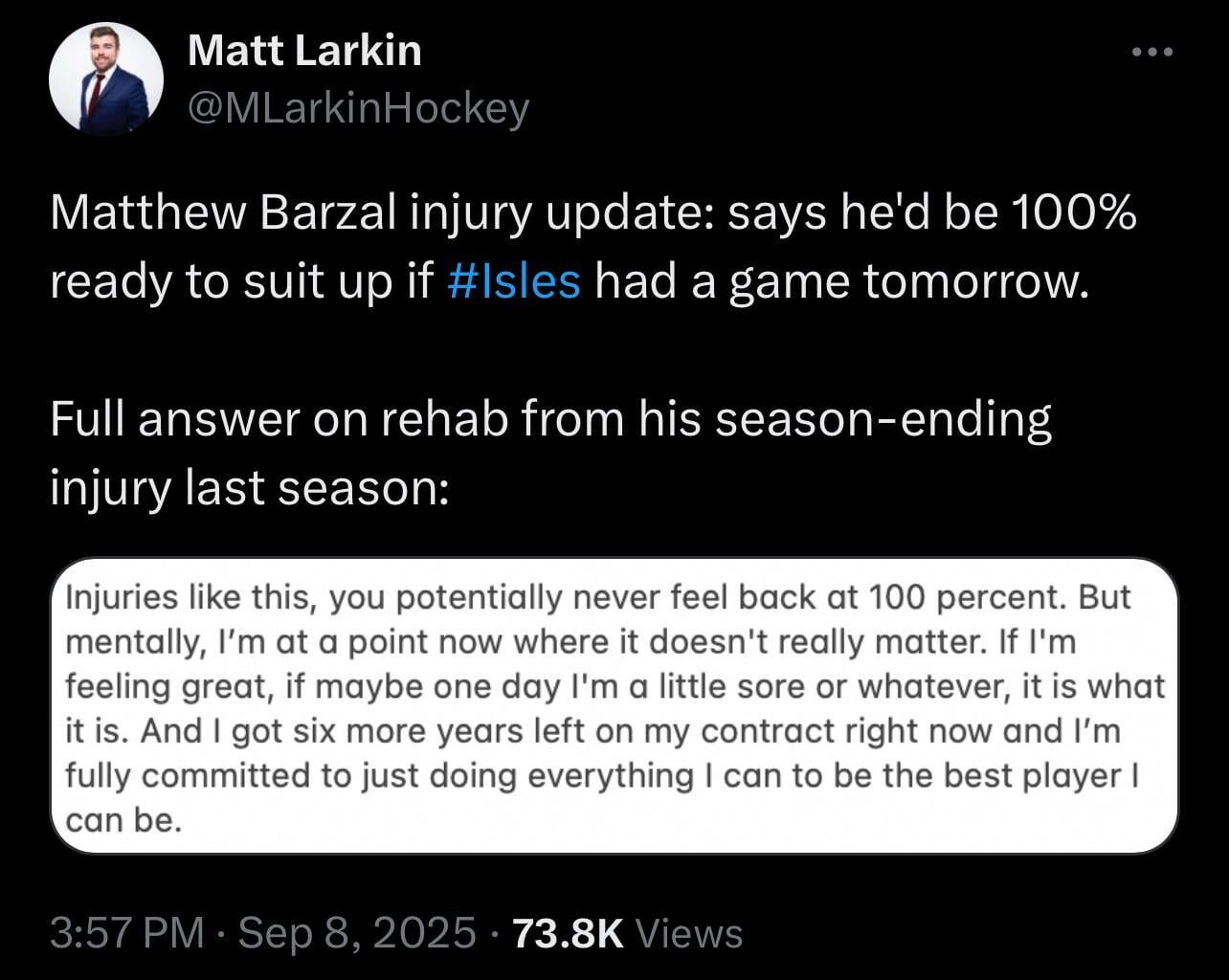 Barzal quote not encouraging