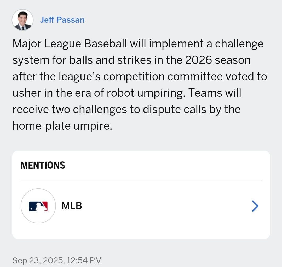 Balls and strikes challenging starting in 2026