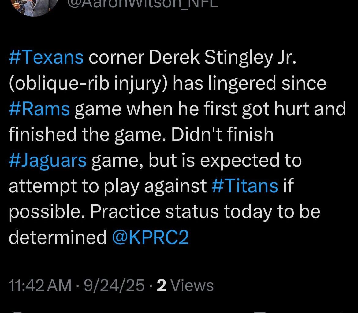 Sting has had a lingering injury since week 1