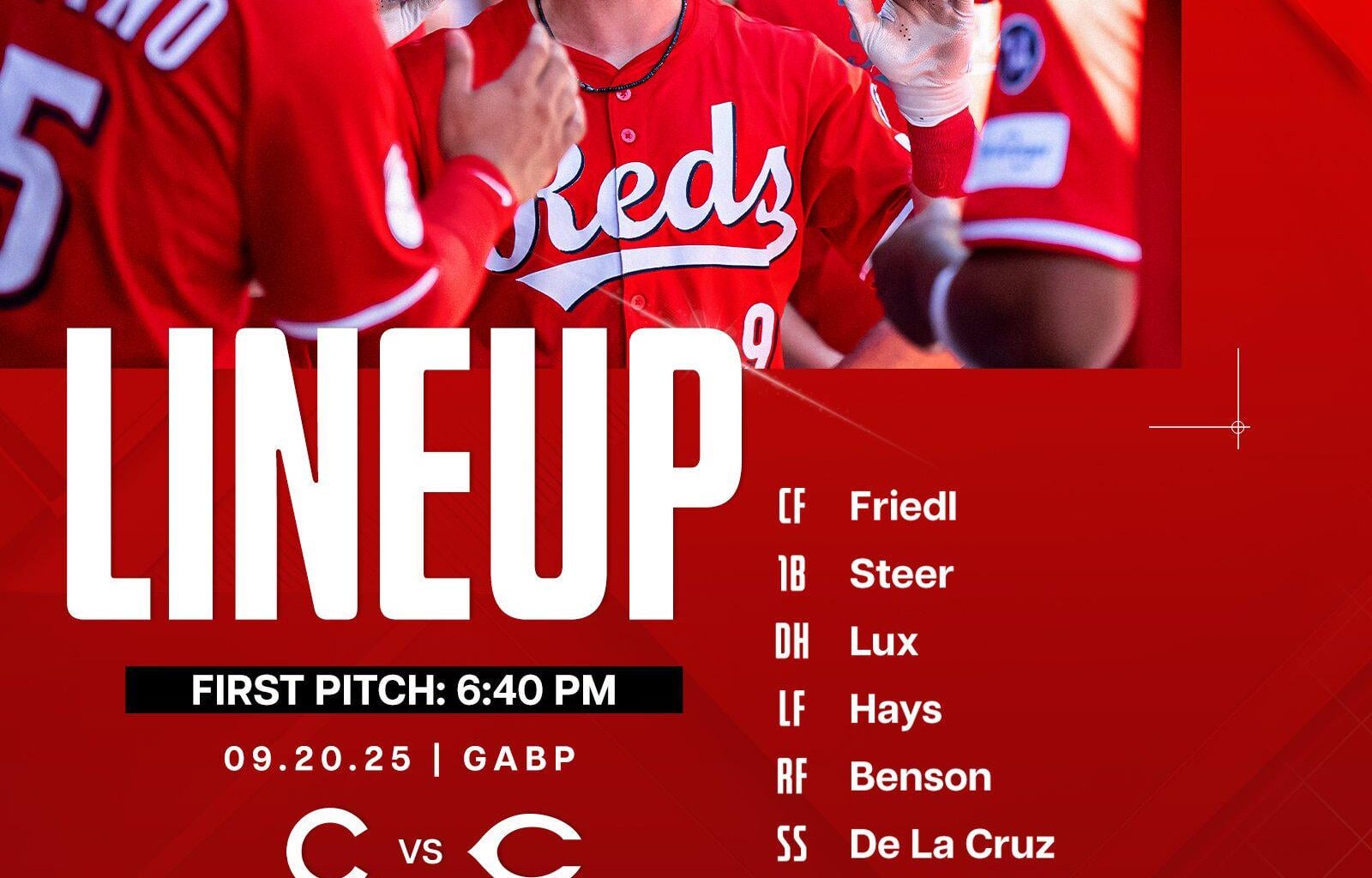 Reds lineup - Saturday 9/20/25