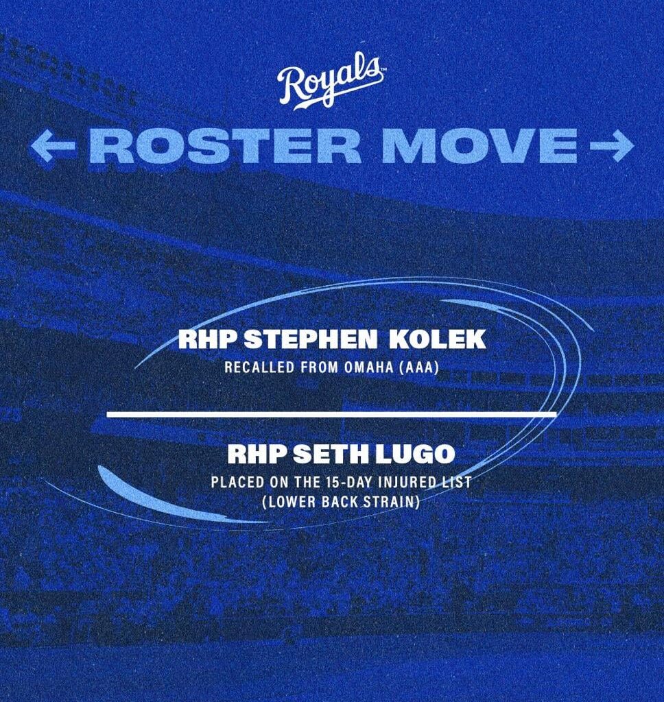 Seth Lugo to the IL Stephen Kolek called up
