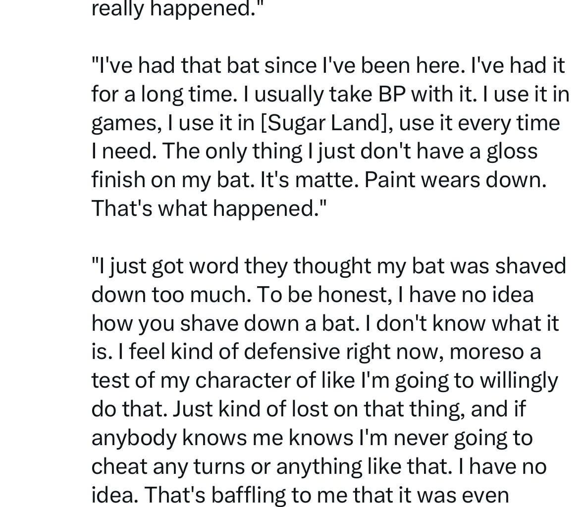 Trammell On Bat Being Confiscated