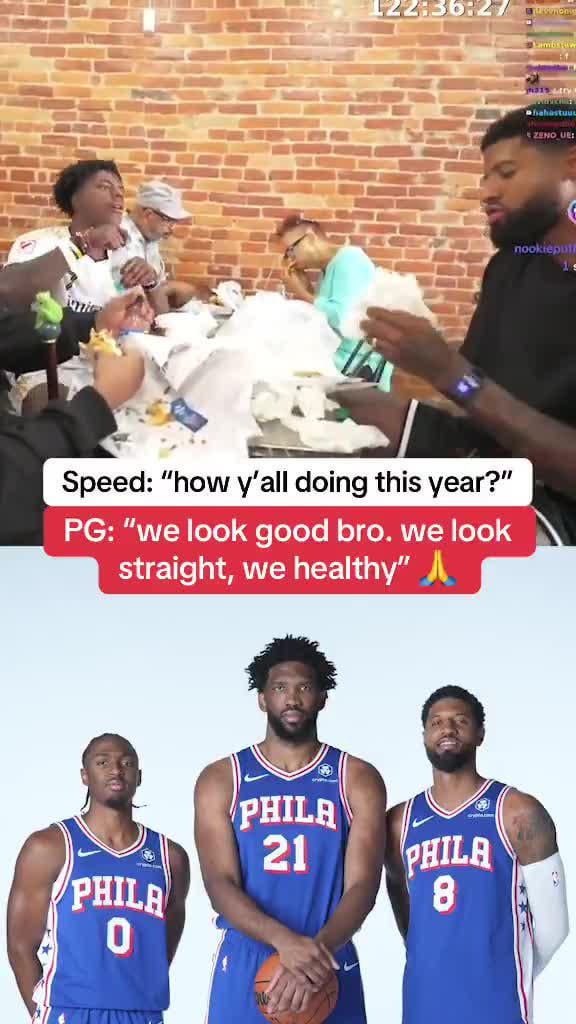 Paul George on how the Philadelphia 76ers are looking for this upcoming season: “We look good bro. Yeah, we look straight, we healthy.”