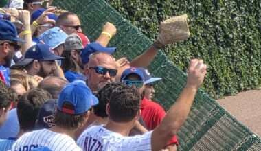 Bit unfair to snag the balls thrown in the stands Rizzo, jeeze!