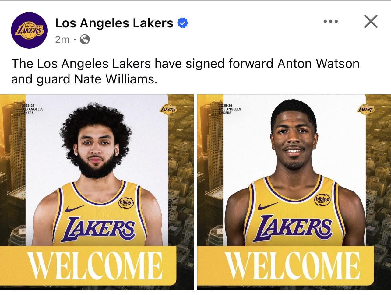 Lakers have signed Anton Watson and Nate Williams