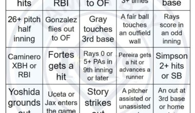 Rays vs Red Sox Bingo, 9/21/2025