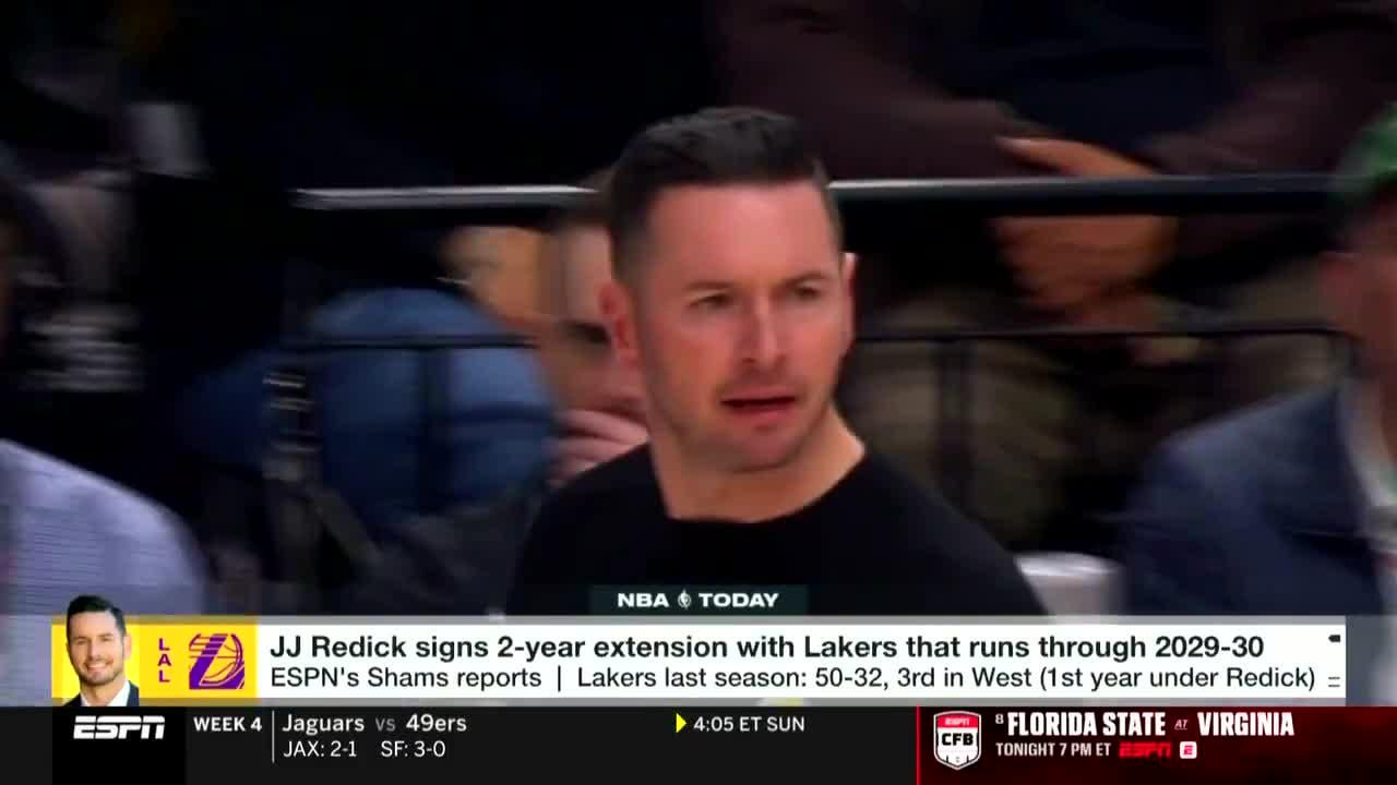 [Charania] The Lakers gave JJ Redick a 2 year extension, that gives him a total of 5 years through 2030 at $45 million. This makes it clear JJ Redick is the coach not just now, but moving forward for the long term