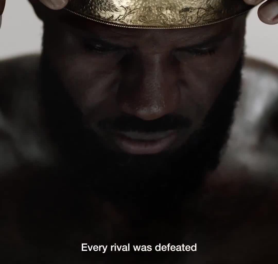 LeBron James’ new ad for Nike: “He carried the weight of every expectation on his shoulders. But he never broke. We were all witnesses. Every rival was defeated. Every idol was destroyed. He took the crown and kept it.”
